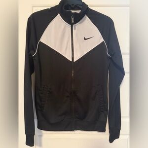 Nike Black and White Athletic Zip Jacket with Ribbed Collar